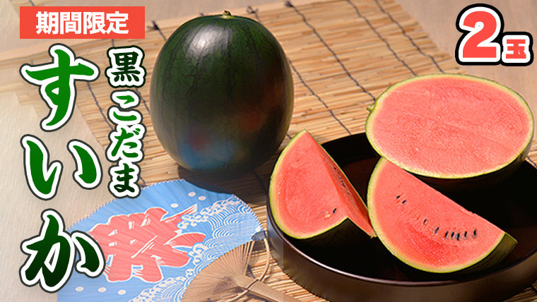 
            黒こだま すいか 2玉 《2026年7月上旬から発送開始》 スイカ すいか 西瓜 黒こだま おやつ 夏[BQ014sa]
          