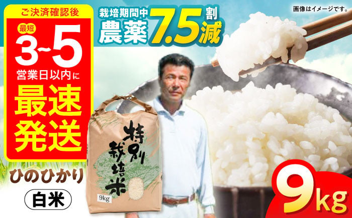 
            【最速発送】【令和6年産】【特別栽培米】九州のこだわり「ひのひかり」白米9kg / 米 こめ コメ お米 おこめ 白米 精米 白ご飯 ヒノヒカリ 長崎県産   / 諫早市 / 上島農産  [AHAS003] 最速 最短 スピード 発送
          