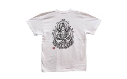 手描きTシャツ 仏画 大日如来 白 (半袖 Sサイズ)【1615070】