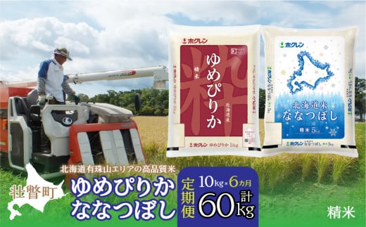 【令和7年産 6ヶ月定期配送】（精米10kg）食べ比べセット（ゆめぴりか、ななつぼし） 【 ふるさと納税 人気 おすすめ ランキング 北海道産 米 こめ 精米 白米 ご飯 ごはん ゆめぴりか ななつぼし 定期便 北海道 壮瞥町 送料無料 】 SBTD134