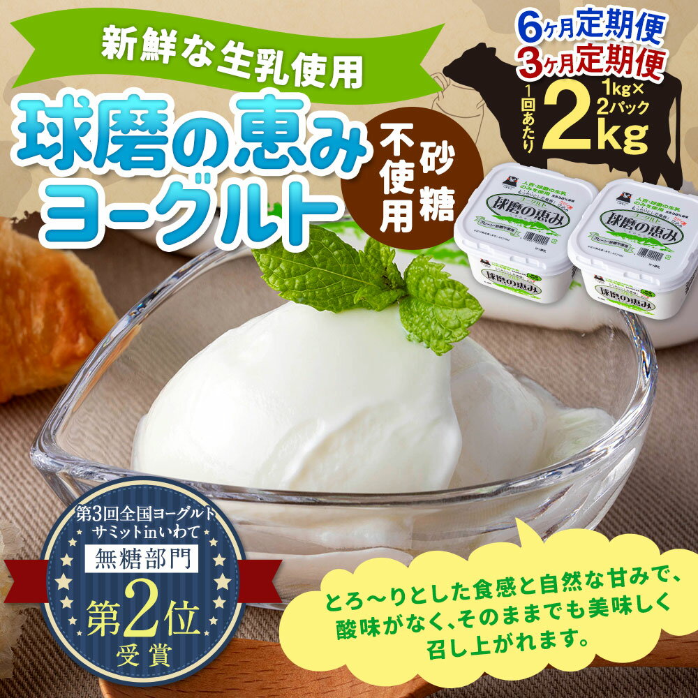 【ふるさと納税】【選べる定期便】球磨の恵みヨーグルト（砂糖不使用）合計 約2kg 約1kg×2パック 乳製品 生乳 無糖 プレーン 朝食 スイーツ おやつ 熊本県産 九州産 国産 冷蔵 送料無料