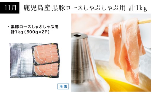 【定期便】コワダヤの黒豚食べ比べ 全4回 （しゃぶしゃぶ・ハム・ソーセージ・焼豚） 豚肉 バラ ロース 焼き豚 ウインナー ローストポーク 豚バラ 惣菜 鹿児島県産 冷凍