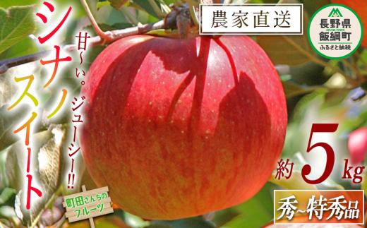 りんご シナノスイート 秀 ～ 特秀 5kg 沖縄県への配送不可 2026年10月中旬頃から2026年11月下旬頃まで順次発送予定 町田さんちのりんご 長野県 飯綱町 [0413]