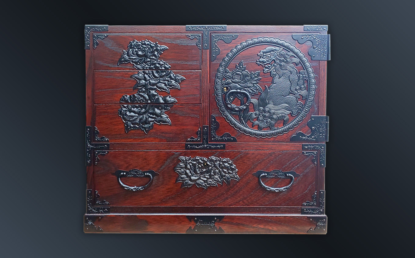 【 仙台 箪笥 】 手許小箪笥 拭き漆塗り 伝統工芸品 職人 漆塗り 拭き漆 漆 金具 日本 の 伝統的 工芸 高級 美術 家具 ふるさと納税 いくら 仙台箪笥 仙台タンス インテリア アンティーク 