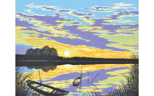 「かがやき」【 版画 額付 小川手漉和紙 小暮真望 東松山 埼玉県 】