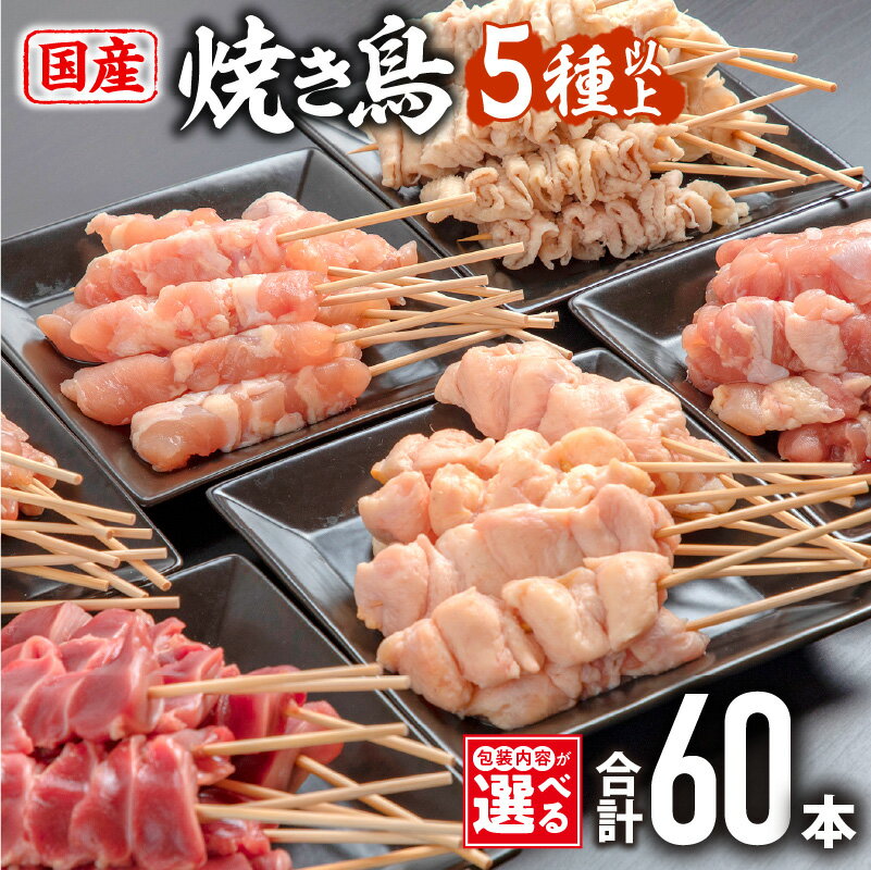 【ふるさと納税】【包装内容・発送時期が選べる】若鶏の焼き鳥セット（60本）盛り合わせ 鶏肉 肉 お肉 若鶏 焼き鳥 串焼き 焼き鳥串 詰め合わせ 焼き鳥セット 小分け パック BBQ おつまみ 便利 セット ふるさと