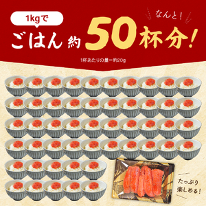 【訳あり】低温熟成　塩たらこ1kg（200g×5セット）MIX切子　小分け　大容量　北海道　R001-102