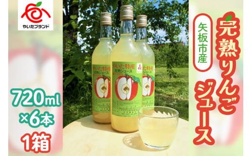 
矢板市産 完熟りんごジュース《720ml×6本 1箱》｜林檎 リンゴ 果汁100% 産地直送 [0376]
