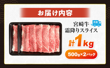 【令和8年3月配送】数量限定 宮崎牛 霜降り スライス 計1kg 肉質等級4等級以上 牛肉 黒毛和牛 国産 食品 おかず 最高級 ブランド牛 すき焼き しゃぶしゃぶ 肉じゃが 人気 おすすめ 記念日 