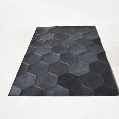 ふるさと納税 河内長野市 本革玄関マット スモーク ブラック 国産レザー Teha’amana