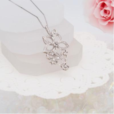 ふるさと納税 山梨県 PT900/PT850 0.41ctフラワーダイヤモンドネックレス　HH018653 |  | 02
