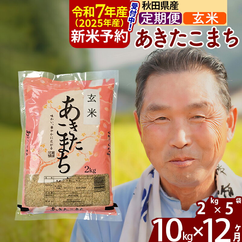 【ふるさと納税】※令和7年産 新米予約※《定期便12ヶ月》秋田県産 あきたこまち 10kg【玄米】(2kg小分け袋) 2025年産 お届け時期選べる お届け周期調整可能 隔月に調整OK お米 おおもり