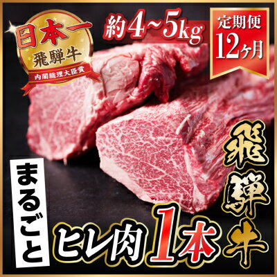 【ふるさと納税】【毎月定期便】飛騨牛 ヒレ1本(約4～5kg)【シャトーブリアン&ヒレ】冷蔵便全12回【配送不可地域：離島】【4053255】