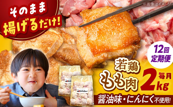 
            【全12回定期便】山賊からあげ（ 骨なし ）2kg ▼ 大容量 からあげ 2kg 冷凍 唐揚げ から揚げ お弁当 おかず 簡単 おすすめ 人気 鶏肉 若鶏 若どり モモ肉 もも肉 定期便 桂川町/山賊からあげ桂川店[ADAP008]
          