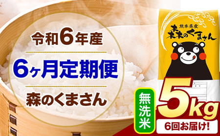 【6ヶ月定期便】令和6年産 無洗米 森のくまさん 5kg 5kg×1袋 《お申込み月の翌月から出荷開始》 熊本県産 無洗米 精米 米 こめ コメ お米 kome