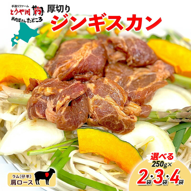 【ふるさと納税】〈選べる袋数〉北海道 厚切り 肩ロース 生ラム ジンギスカン 250g×［2袋・3袋・4袋］ ラム タレ たれ 羊肉 贅沢 鍋 焼肉 ジューシー おかず 本格的 簡単 調理 グルメ お取り寄せ お肉屋 たどころ 送料無料