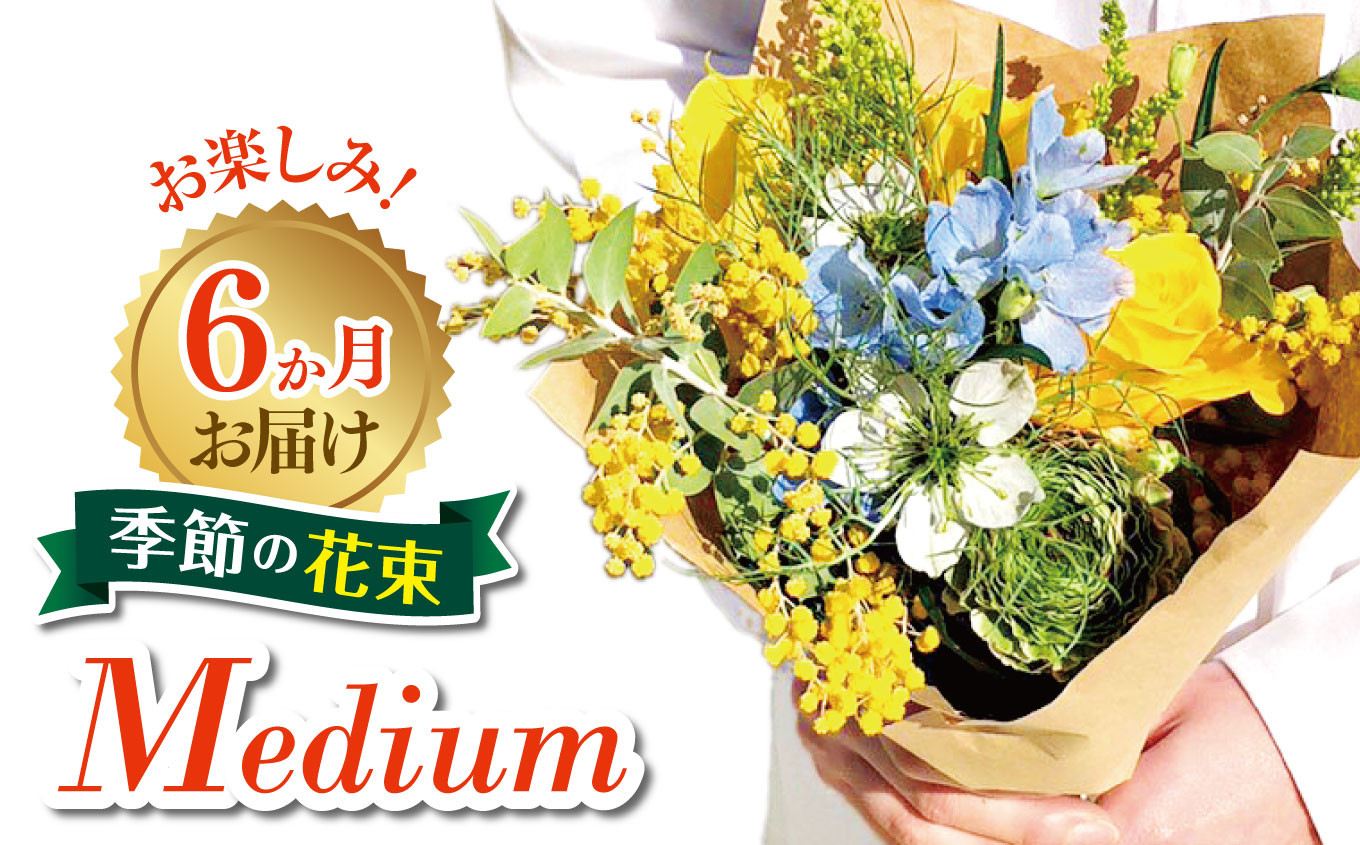 
            6か月 お届け お楽しみ！ 季節 の 花束 「Medium」 | ブーケ タイプ 高さ約40cm 幅約23cm お花 flower フラワー ふらわー 花 はな リトルシード インテリア 植物 定期便 お任せ お見舞い ギフト お祝い 誕生日 親孝行 プレゼント贈り物 新鮮 調布 東京都
          