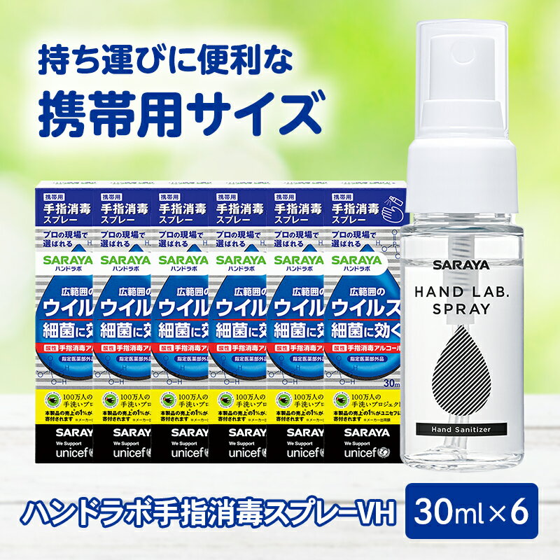 【ふるさと納税】ハンドラボ手指消毒スプレーVH30ml×6 | サラヤ ハンドラボ 消毒 細菌 スプレー 酸性アルコール消毒剤 携帯用 おすすめ 人気 送料無料