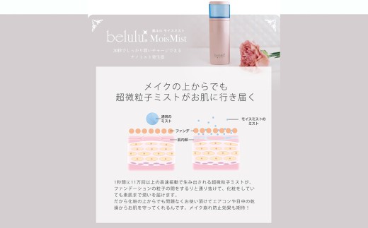 美ルル モイスミスト（ピンクゴールド） 美ルル モイスミスト ハンディミスト ナノ超微粒子 化粧水対応  携帯用 乾燥肌 毛穴ケア メイクの上から 保湿