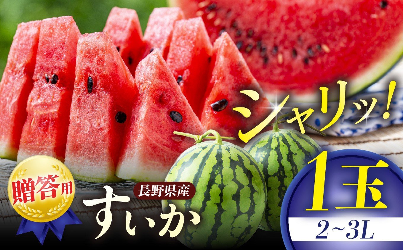 
            【2026年先行予約】 贈答用 信州松本平産 西瓜 ２～３L １個　～高原の恵みが生んだ、甘くみずみずしい夏の味～ │ すいか スイカ 野菜 夏 果物 新鮮 自然 甘い 美味しい 長野県 信州 松本 ふるさと納税
          