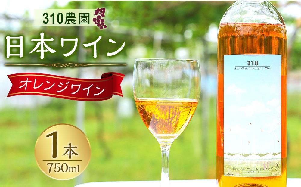 
                  ３１０農園・日本ワイン（デラウエア/オレンジワイン）750ml ワイン 酒 お酒 国産 オレンジワイン 2025年 ぶどう ブドウ 葡萄 鳥取県 北栄町 おすすめ 人気
                