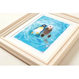 イラスト作家「菜生」アートフレーム〈みなものおしゃべり〉ペンギン【1569228】