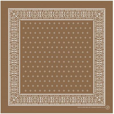 ふるさと納税 長浜市 浜ちりめんシルク100%の洗濯機でも洗えるシルクスカーフ(70×70)BROWN-クロス柄