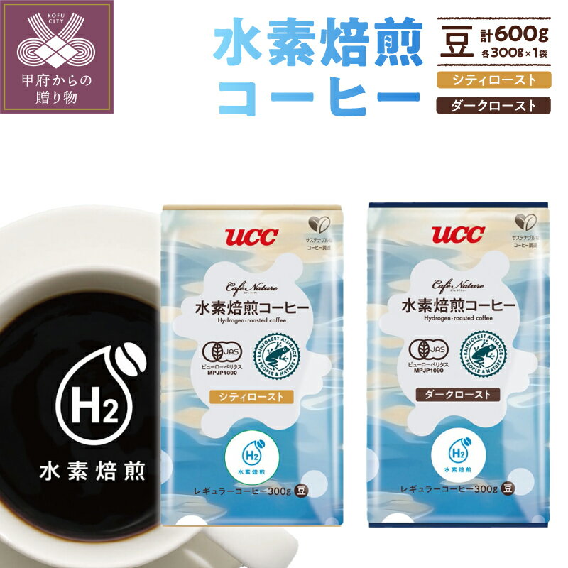 【ふるさと納税】 コーヒー 豆 セット ダークロースト シティロースト 水素 焙煎 CN 300g×2 詰め合わせ サスティナブル 甲府市 k382-003