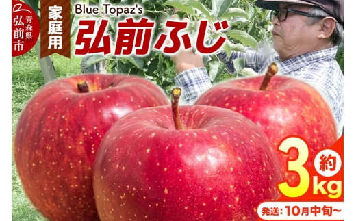 【26年10月中旬～発送】りんご 弘前ふじ【家庭用】約3kg 青森県 弘前市 [先行予約 アップル おいしい ふじ りんご 果実 果物 赤色 津軽 糖度 美味 林檎]