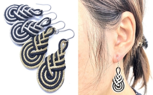 組紐チタンピアスみょうが黒金【hrkz0025-1】