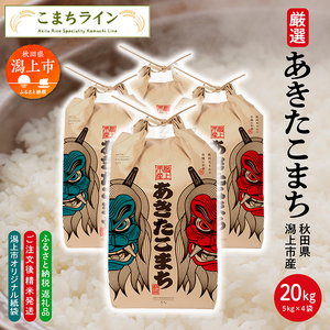 【選べる精米方法：無洗米】 あきたこまち なまはげ 米袋 20kg(5kg×4) 無洗米 米 一等米 ギフト パッケージ デザイン 限定デザイン 紙袋 リメイク 工作 お面 こども 秋田のお土産 こめ コメ 秋田 潟上市【こまちライン】