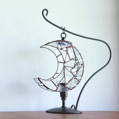 ふるさと納税 瀬戸市 Nijiiro Lamp ステンドグラスのテーブルランプ　月 クリアー |  | 02