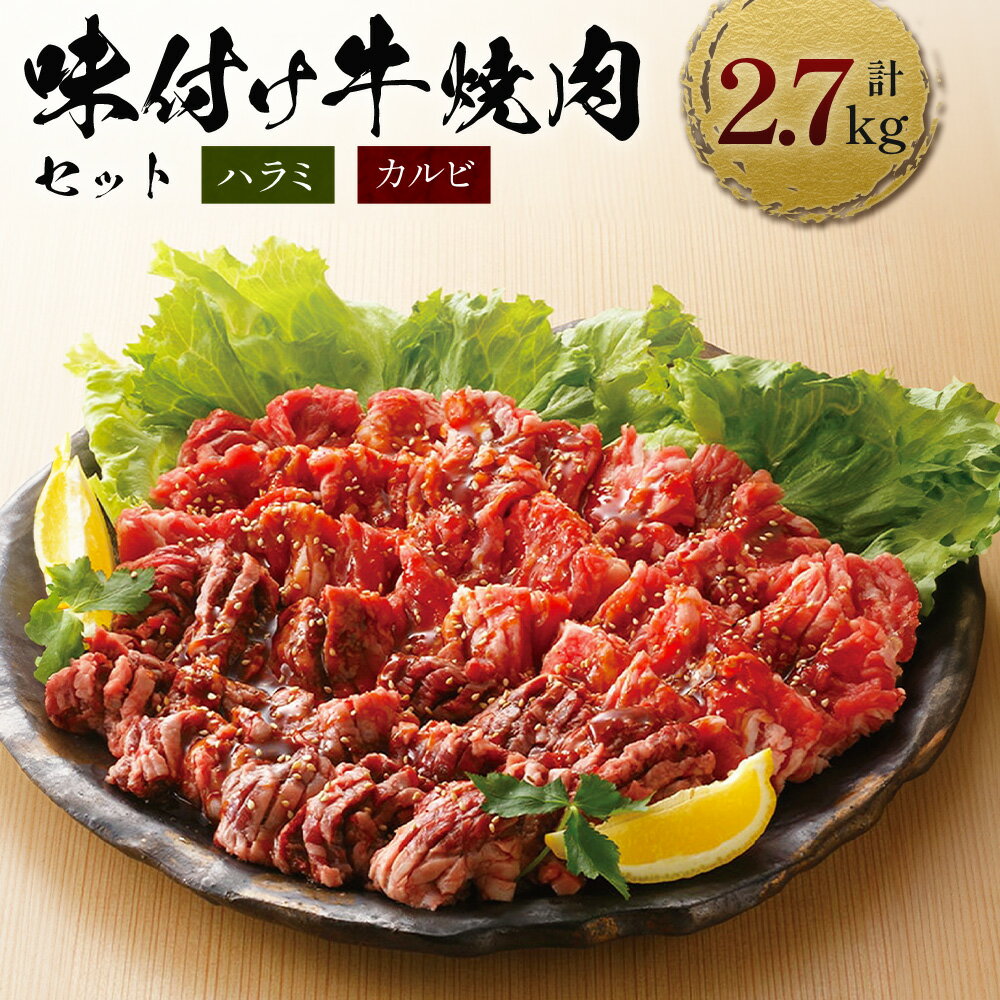 【ふるさと納税】牛肉 味付け牛 焼肉 セット 計約2.7kg [小林食品 福岡県 宇美町 um40azo890006] 肉 ハラミ カルビ 焼き肉 個包装