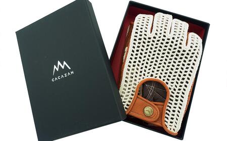 カカザン ニットドライビング グローブ【カラー：アイボリー×キャラメル／サイズ：LL】