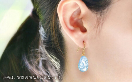 しずくピアス「ライトブルー」桜柄 BKCN009 ピアス