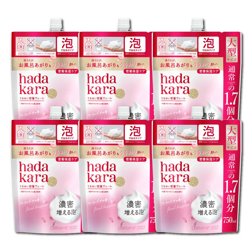 【ふるさと納税】【香川県坂出市限定サイズ】【新パッケージ】hadakara（ハダカラ）ボディソープ　泡で出てくるタイプ　フローラルブーケの香り　詰替え750ml 6袋パック | 石鹸 スキンケア 洗浄 ボディケア 人気 おすすめ 送料無料