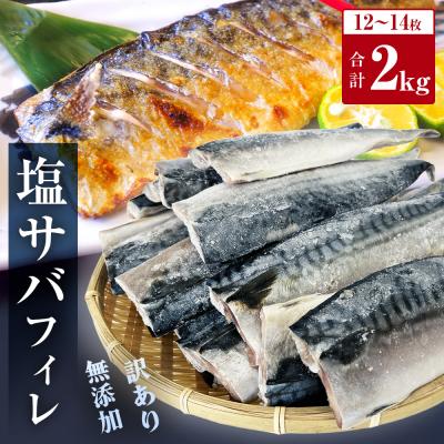 ふるさと納税 石巻市 &lt;訳あり&gt; 無添加 塩サバフィレ 2kg 魚 塩さば 冷凍 不揃い 規格外 焼き魚 切り身