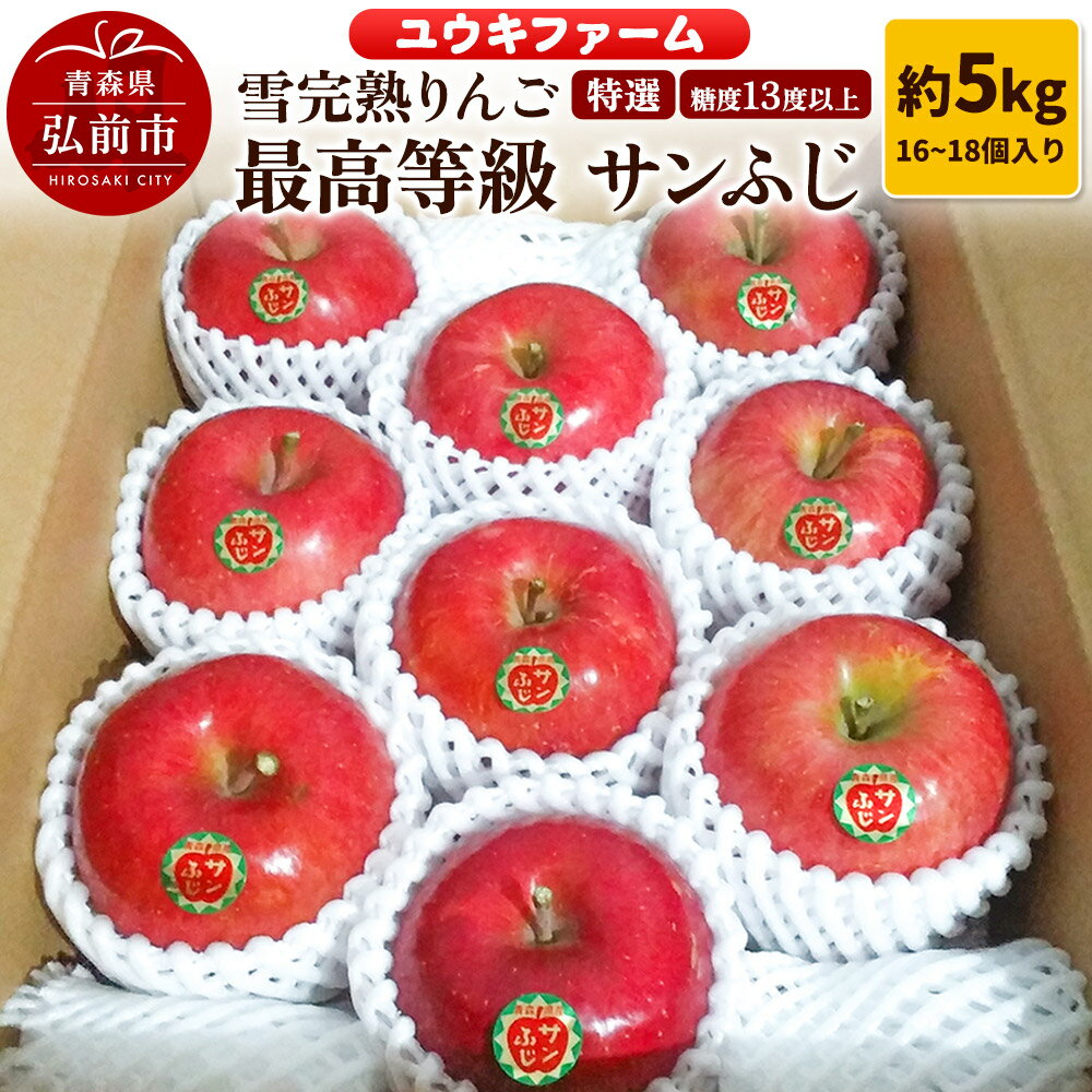 【ふるさと納税】【26年1月〜発送】りんご 【 数量限定 】雪完熟りんご 最高等級 糖度13度以上 「特選」弘前市産 サンふじ 約 5kg 16〜18個