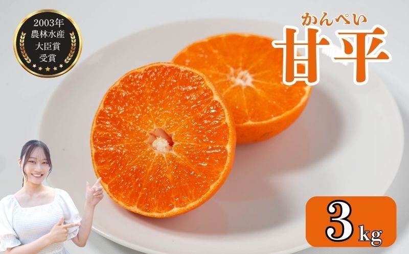 
                  【先行予約】数量限定 甘平 3kg  みかん 平均糖度14度超え 蜜柑 柑橘 果物 フルーツ 高級 人気 糖度 ビタミン 健康 美容 ブランド 国産 減農薬  除草剤不使用 有機肥料使用  愛媛県 愛南町  吉本農園 送料無料 発送期間:2027年2月～なくなり次第終了
                