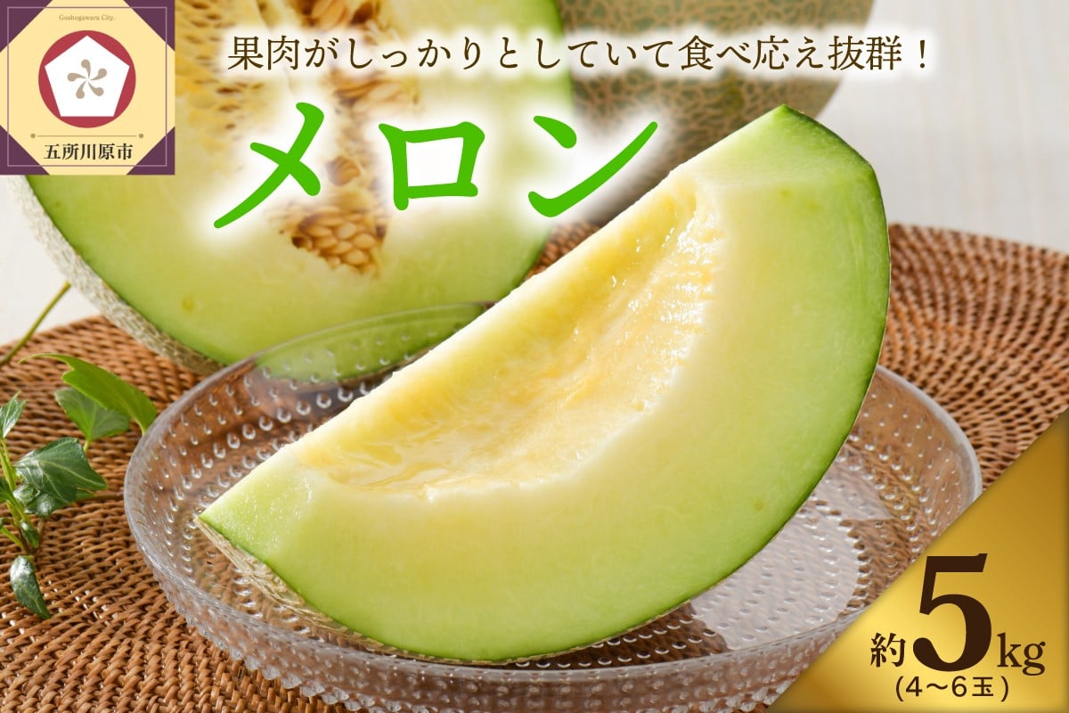 
            【2026年先行予約】【選べる配送時期】 メロン 約5kg (青肉4～6玉) 品種おまかせ 緑肉 青森産
          