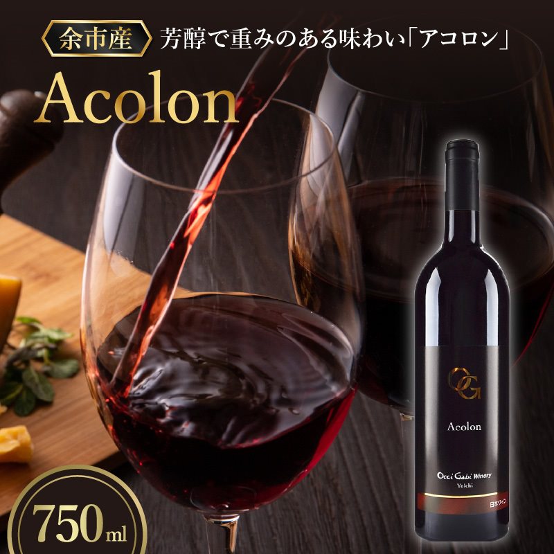 【ふるさと納税】余市町産のぶどうを使った 赤ワイン アコロン 芳醇で 重い味わい 【OcciGabi Winery】 北海道 余市町 ぶどう 750ml 葡萄酒 果実酒 お酒 家飲み 宅飲み おつまみ アルコール ワイン お祝い お取り寄せ 送料無料