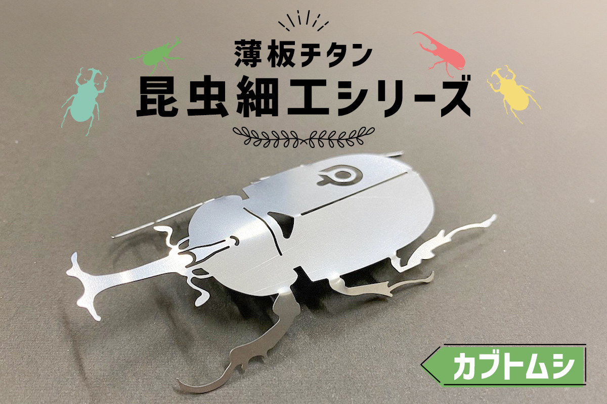 
                  薄板チタン昆虫細工シリーズ（カブトムシ）　【 岐阜県 可児市 高級素材 雑貨 インテリア カブトムシ おしゃれ 綺麗 精密加工 芸術 アート チタン 昆虫細工  芸術  木箱 】
                