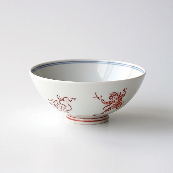 【たち吉】鳥獣戯画 飯茶碗 赤絵