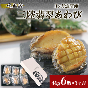 3ヶ月連続 定期便 三陸翡翠あわび お手軽ファミリーセット 40g×6個 冷凍 鮑 青空レストラン 蝦夷あわび あわび アワビ 鮑 Abalone ステーキ バターソテー 正月 お正月 おせち 蒸し鮑 バーベキュー BBQ ごはん 夕飯 おかず おつまみ 晩酌 海産物 海鮮 魚介 魚介類 贈答品 お中元 お歳暮 大船渡 三陸 岩手県 国産