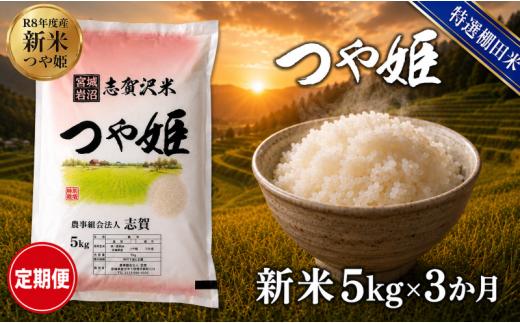 【 令和8年産 】新米 特選棚田米 つや姫 定期便 5kg 3ヶ月 おこめ お米 白米 精米 コメ ライス ごはん ご飯 国産米 棚田米 ブランド米 特A ツヤ もちもち 高級 おべんとう 弁当 おにぎり 甘み コク 食味 毎日の食卓 冷めてもおいしい 志賀沢米 岩沼産米
