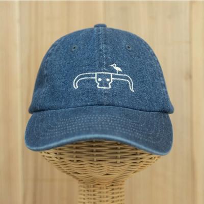 ふるさと納税 石垣市 キャップ 水牛とサギ デニムキャップ【カラー:ダークブルー】【サイズ:フリー(50〜60cm)】 |  | 01