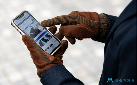 【KURODA】藤巻百貨店別注 やぎ革スウェードメンズグローブ スマホ対応モデル ファッション ファッション小物  ブラウン