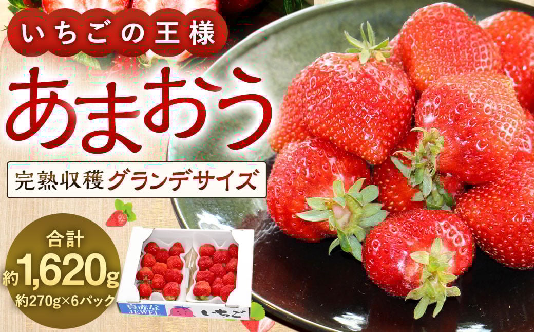 
            【先行受付】いちごの王様！ あまおうグランデサイズ 約270g×6パック 計約1620g【2026年2月上旬～3月下旬発送予定】 いちご 苺 あまおう 果物 フルーツ 香春町
          