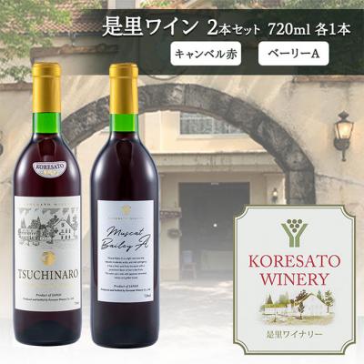 ふるさと納税 赤磐市 是里 ワイン 果実酒 キャンベル赤 ベーリーA 720ml 各1本[NO5765-1258]