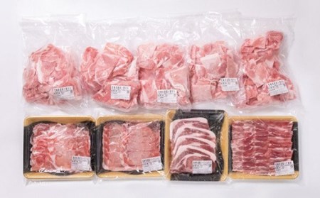 宮崎県産豚肉4種セット　合計 3.7kg　小分けパック　焼肉　しゃぶしゃぶ　とんかつ　国産豚肉＜1.5-181＞